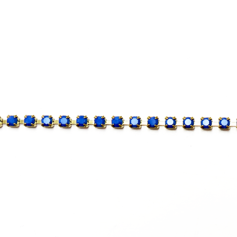 Royal Blue Opaque, Rhinestone Cup Chain-ss12; 1foot