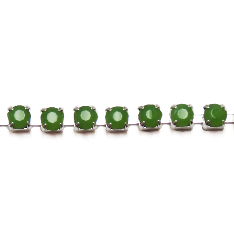 Green Rhinestone Cup Chain- ss18; 1foot