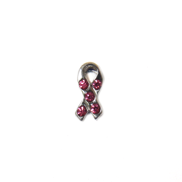 Silver Ribbon with Rhinestones Fuschia - Floating Charm