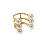 Amber Ring with Pearls, Gold - 1 piece