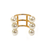 Amber Ring with Pearls, Gold - 1 piece