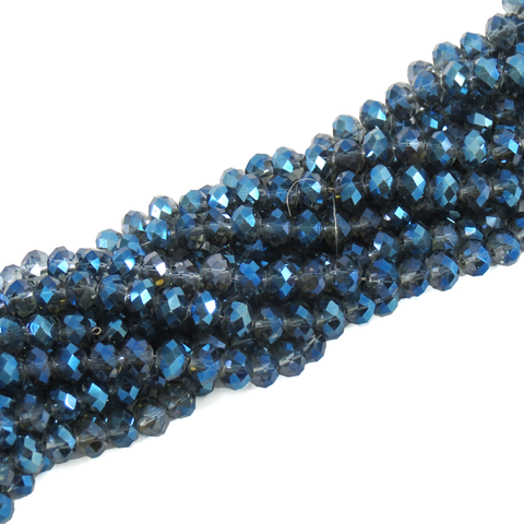 Rondelle- Metallic Blue; 8mm
