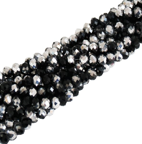 Rondelles-Two Toned Jet/Comet; 6mm