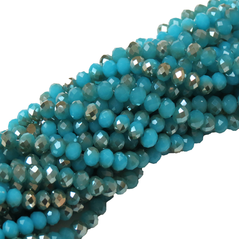 Rondelles- Two Toned Turquoise/Gold; 8mm