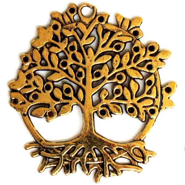Roots Tree Charm-Antique Gold