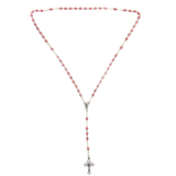4mm Glass Pearl Italian Rosary, Pink, 15'' Long; 1 piece