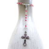 4mm Glass Pearl Italian Rosary, Pink, 15'' Long; 1 piece