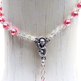 4mm Glass Pearl Italian Rosary, Pink, 15'' Long; 1 piece