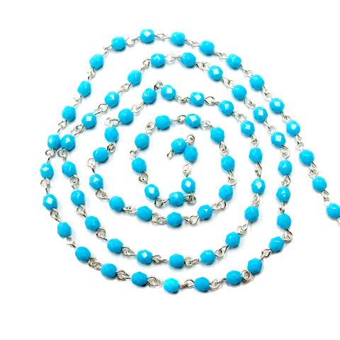 Rosary Chain, Turquoise/Silver-4mm; 1foot