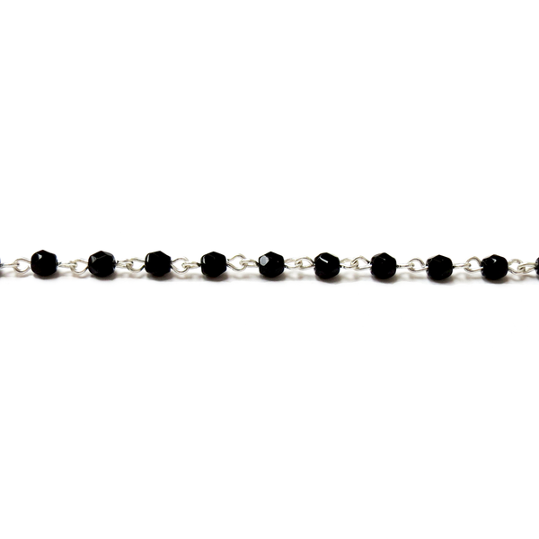 Rosary Chain, Jet/Silver-4mm; 1foot