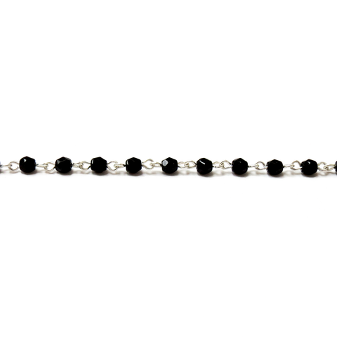 Rosary Chain, Jet/Silver-4mm; 1foot