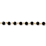 Rosary Chain, Jet/Gold-6mm; 1foot