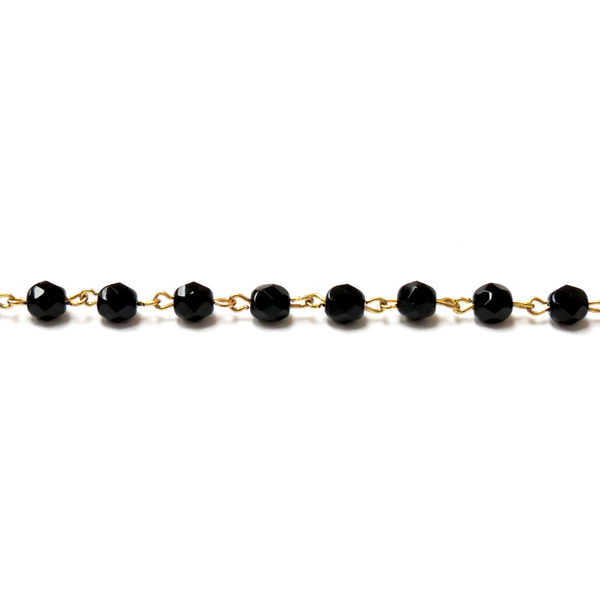 Rosary Chain, Jet/Gold-6mm; 1foot