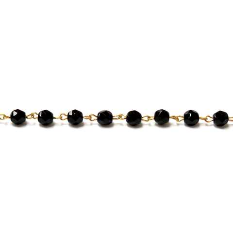 Rosary Chain, Jet/Gold-6mm; 1foot