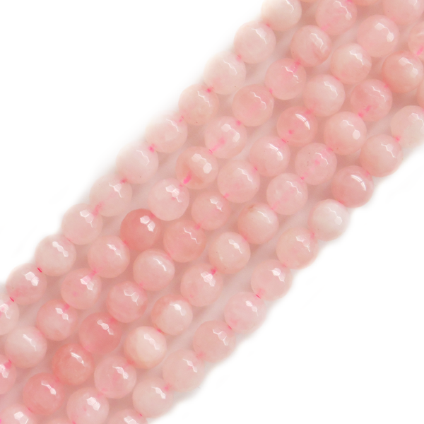 Faceted Rose Quartz, 8mm; 7" inch Strand