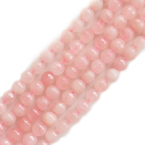 Faceted Rose Quartz, 8mm; 7" inch Strand