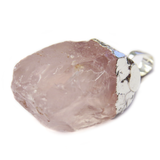 Rose Quartz Pendant, Silver, 31x18mm; 1 piece