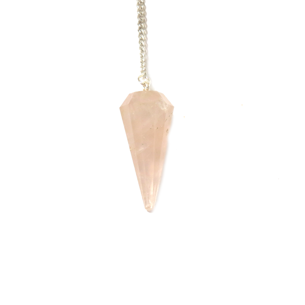 Rose Quartz Crystal Pendulum - Silver