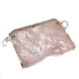 Rose Quartz Slice Connector- Silver