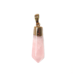 Rose Quartz Small Point Pendant - Gold