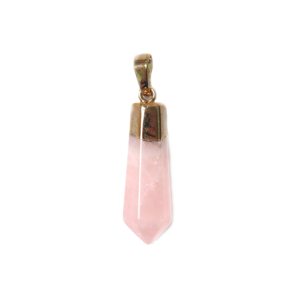 Rose Quartz Small Point Pendant - Gold