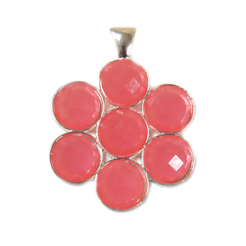 Rose Flower Resin Pendant - Silver