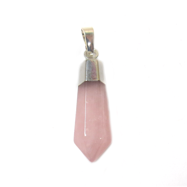 Small Point Pendant, Rose Quartz, Silver, 20x15mm - 1 piece