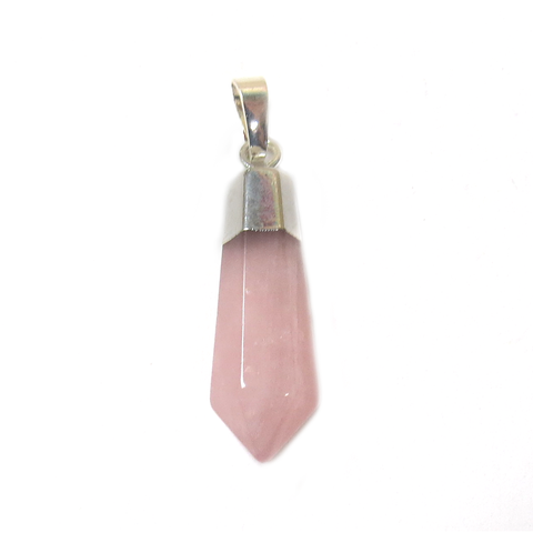 Small Point Pendant, Rose Quartz, Silver, 20x15mm - 1 piece