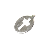 Cross Medal Charm, Sterling Silver, 16mm; 1 piece