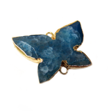 Royal Blue Butterfly Agate Connector, Gold, 23x31mm - 1 piece