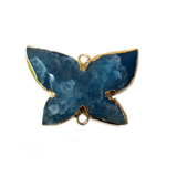 Royal Blue Butterfly Agate Connector, Gold, 23x31mm - 1 piece
