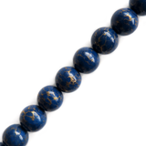 Royal Blue Turquoise with Pyrite Stripes, Round, 14mm; 1 strand