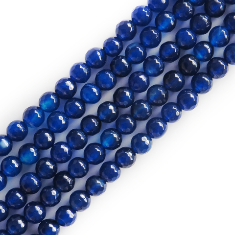 Blue Faceted Agate, 8mm - 1 Strand