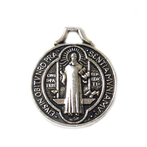 Saint Benedict Charm, Antique Silver, 22x18mm - 1 piece