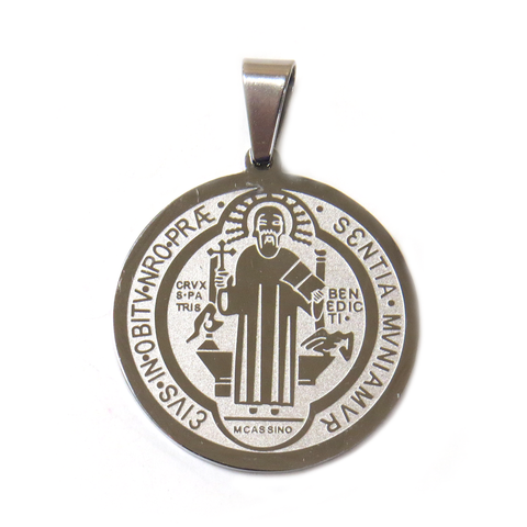 Saint Benedict Pendant, Stainless Steel, 30mm - 1 piece