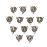 Saint Benedict Rosary Connector, Silver - 12 pieces