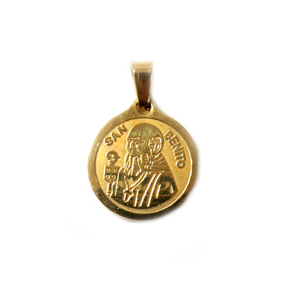 Saint Benedict Pendant Gold, Stainless Steel, 19mm - 1 piece