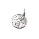Saint Christopher Charm, Italian Sterling Silver, 14mm - 1 piece