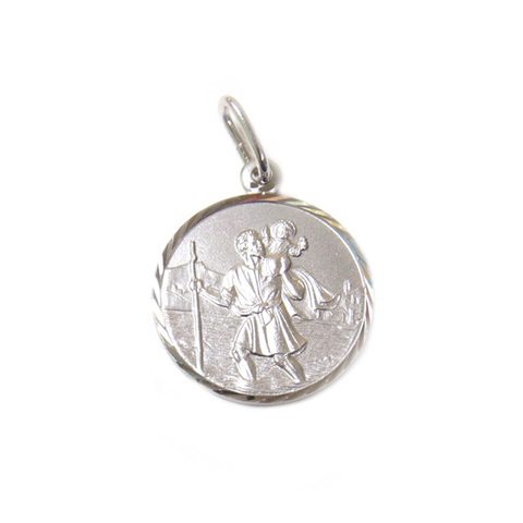 Saint Christopher Charm, Italian Sterling Silver, 21mm - 1 piece