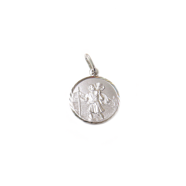 Saint Christopher Charm, Italian Sterling Silver, 14mm - 1 piece