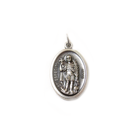 Saint Espedito Italian Charm, Antique Silver, 25x16mm - 1 piece