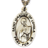 Saint Ignatius of Loyola Religious Necklace, 20" Long, Sterling Silver; 1 piece