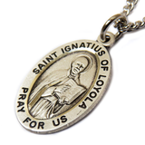 Saint Ignatius of Loyola Religious Necklace, 20" Long, Sterling Silver; 1 piece
