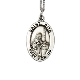 Saint Rita Religious Necklace,18" Long, Sterling Silver; 1 piece