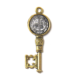 Saint Benedict Key Charm - Gold and Silver