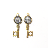 Saint Benedict Key Charm - Gold and Silver