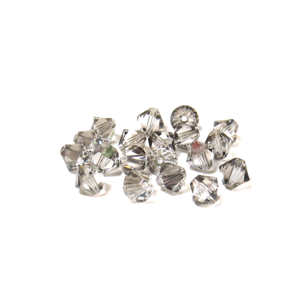 Swarovski Crystal, Bicone, 6mm - Crystal Satin; 20 pcs
