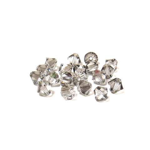 Swarovski Crystal, Bicone, 6mm - Crystal Satin; 20 pcs