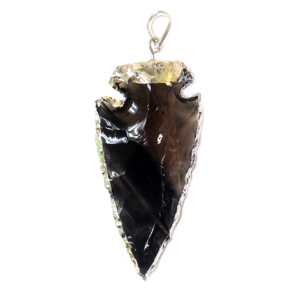 Black Obsidian Arrow Head Pendant, 50x27mm - 1 piece