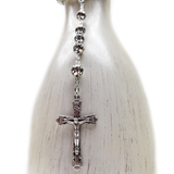 8mm Roses Italian Rosary, Silver, 21" Long; 1 piece